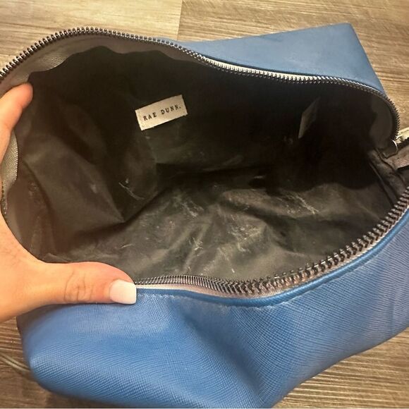 RAE DUNN "His" Toiletry Bag with 2nd Zipper Pocket navy blue - Picture 7 of 9